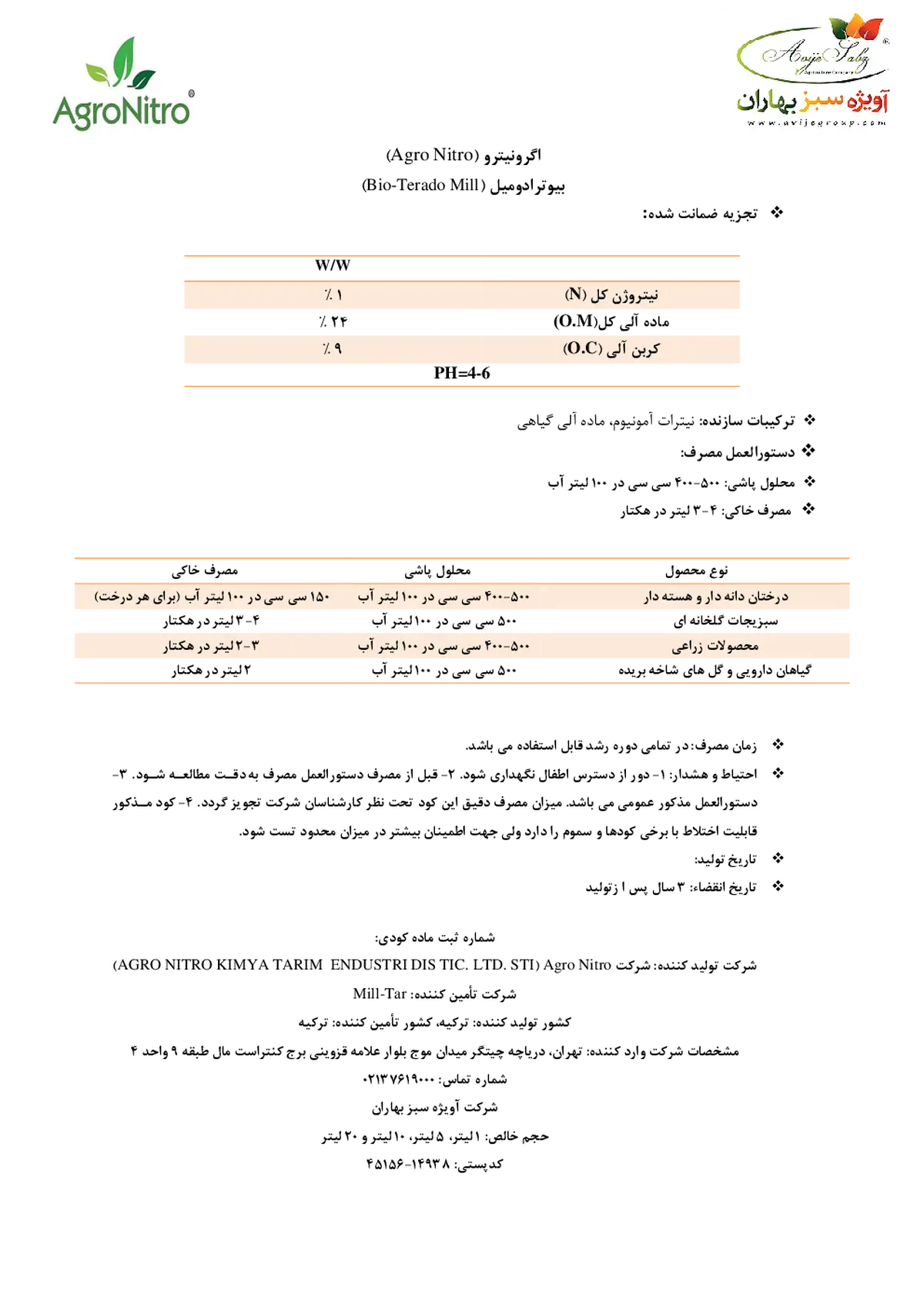 ترکیب آلی بهساز خاک بیو-ترادو میلل