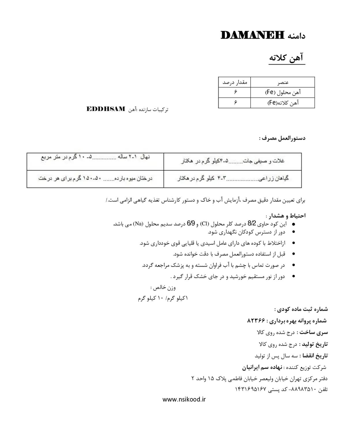 کلات آهن 6 درصد دامنه