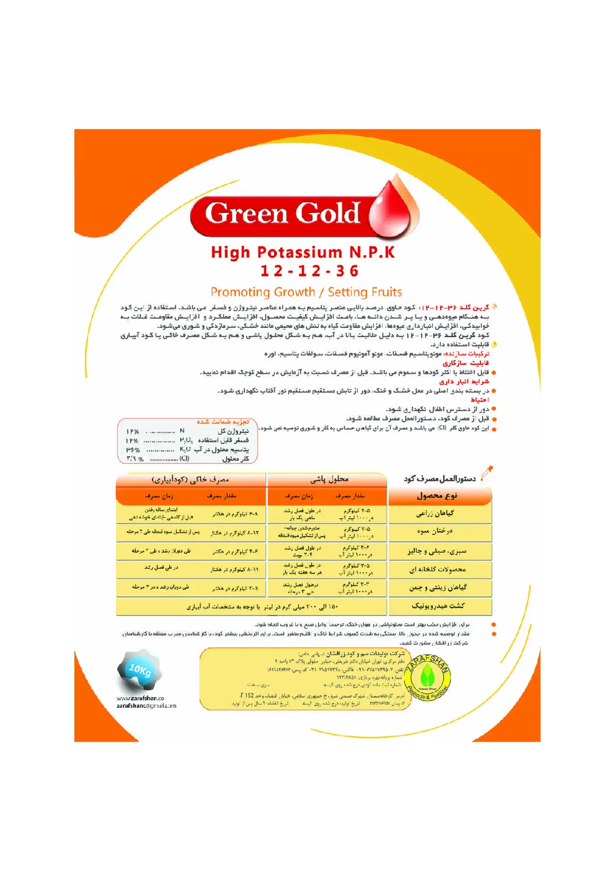 کود جامد36-12-12 گرین گلد