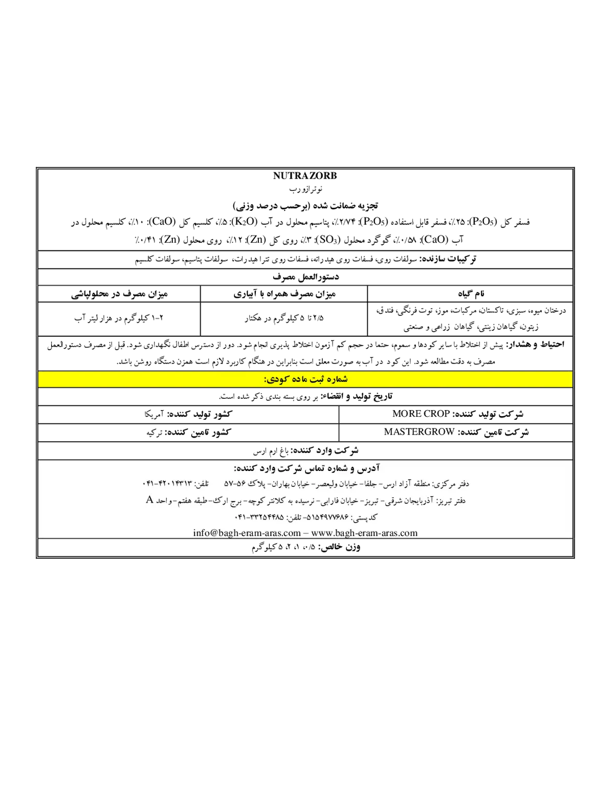 کود جامد نوترازورب