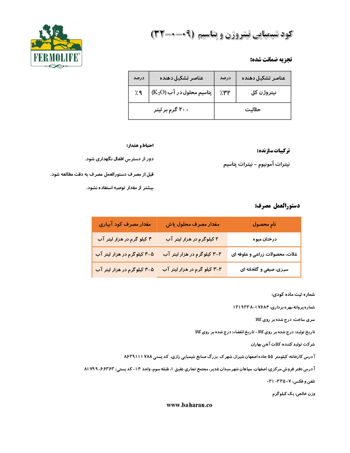 کود جامد نیتروژن و پتاسیم فرمولایف