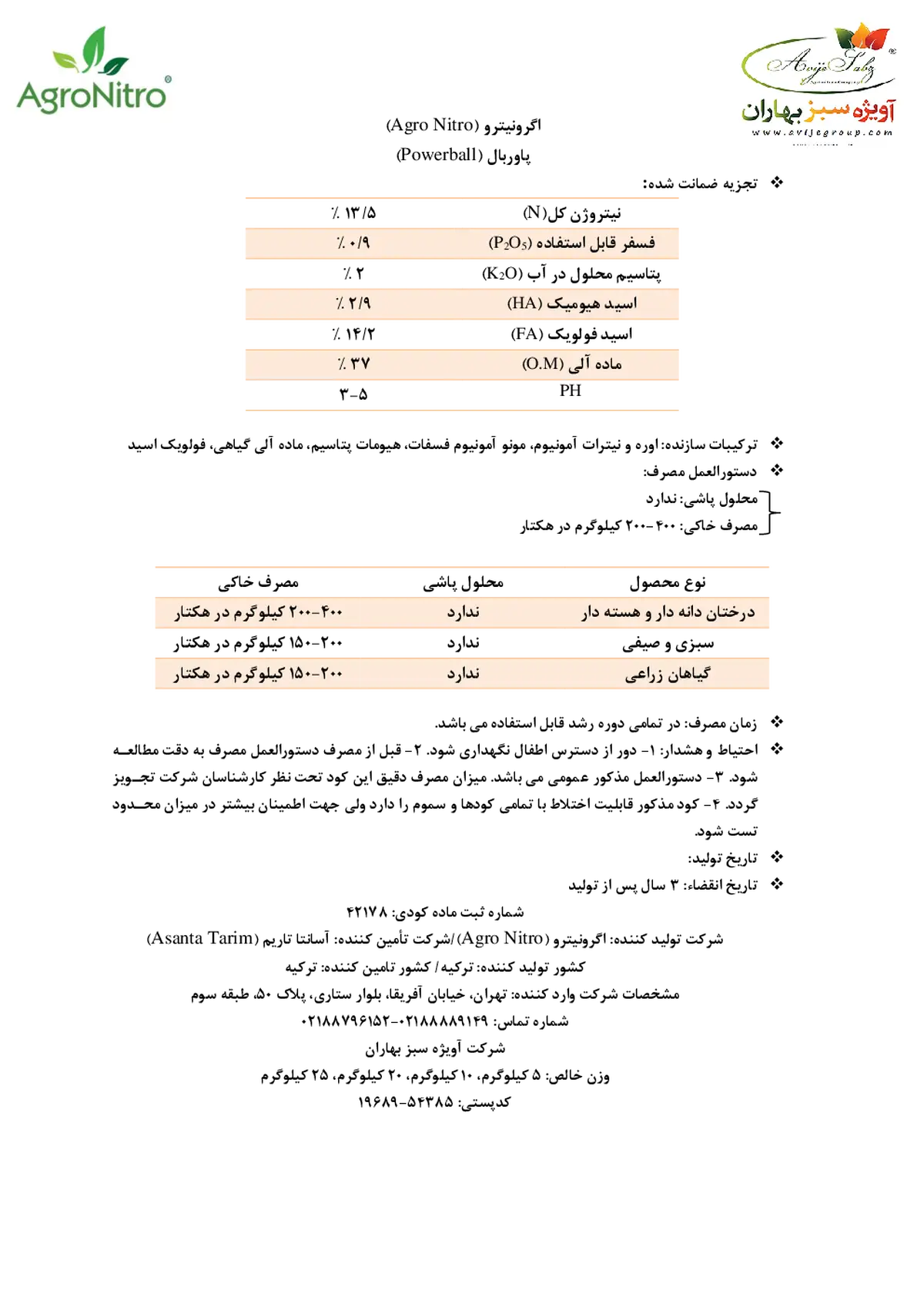 آلی جامد پاور بالل اگرو نیترو