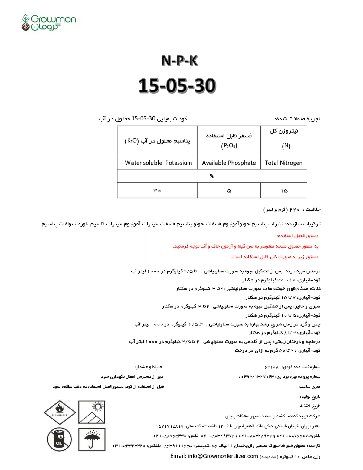 کود جامد30-5-15 گرومان گراومون