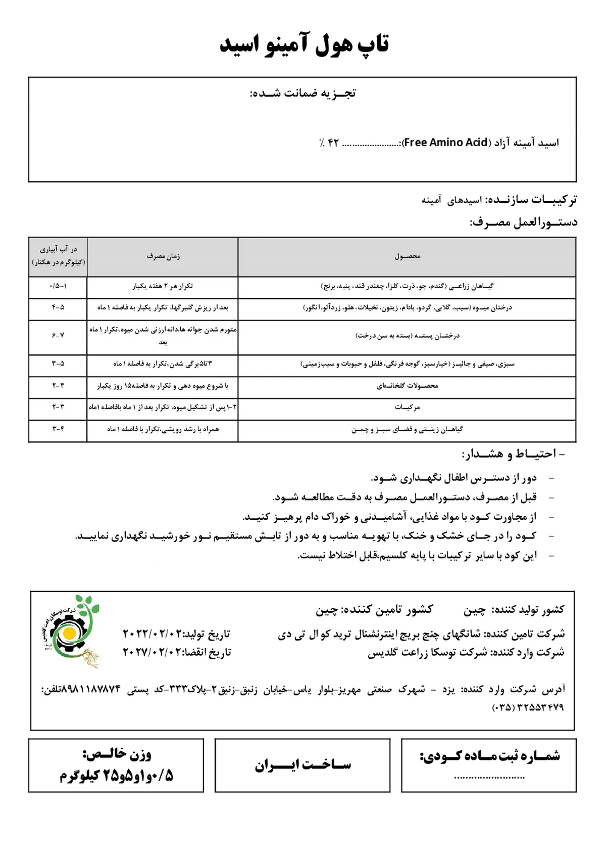 آلی جامد - اسید آمینه تاپ هول
