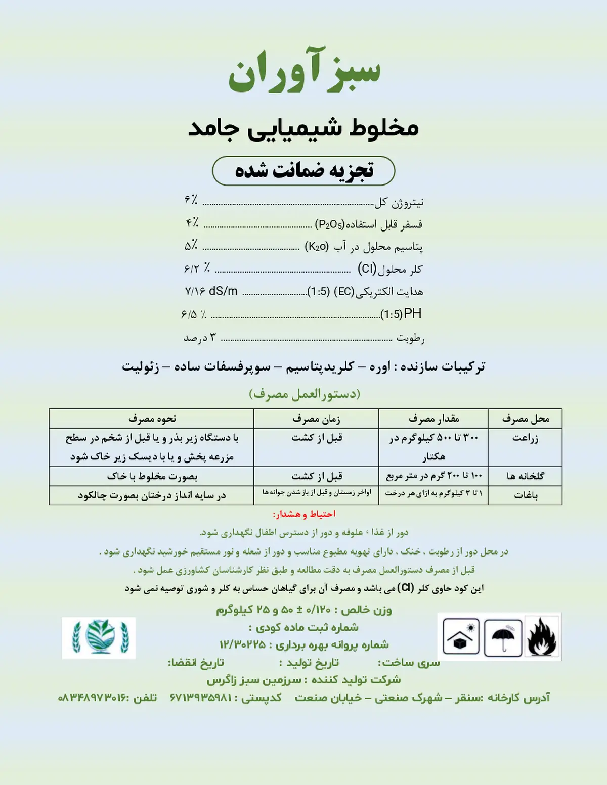 مخلوظ شیمیایی جامد ان پی کی 6-4-5 سبزآوران